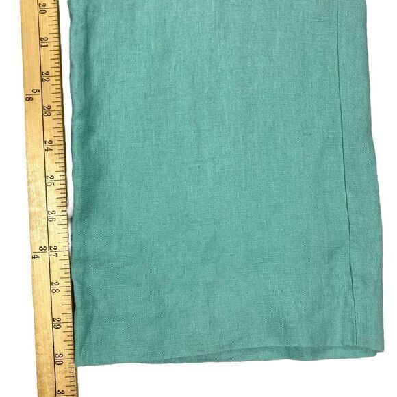 Rafaella 100% Linen Straight Leg Pants Womens 8 Green Drawstring Casual Coastal - Picture 13 of 14